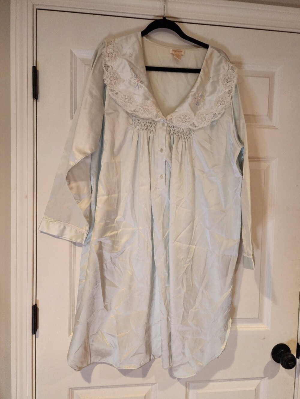Barbizon Vintage Light Blue Lace Trim Nightgown 2X
